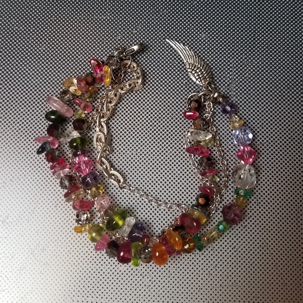 Candy Pink Angel's delight 4 strand tourmaline crystal bracelet and earrings